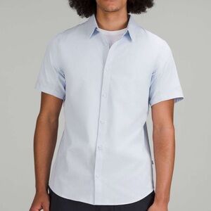 Lululemon Airing Easy Short Sleeve Athletic Button Down in Blissful Blue